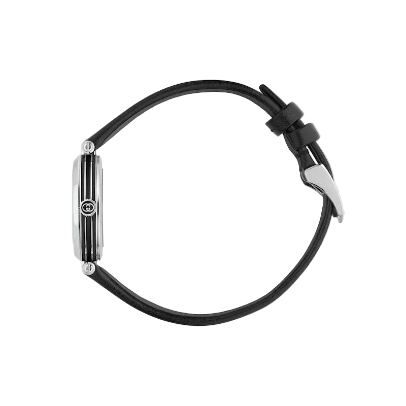 Gucci Model 2000 Quartz 24mm Black Dial Leather Band Watch YA167503