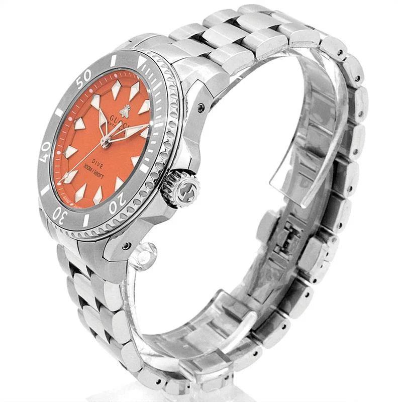 Gucci Dive Automatic Orange Dial Unisex Watch YA136355