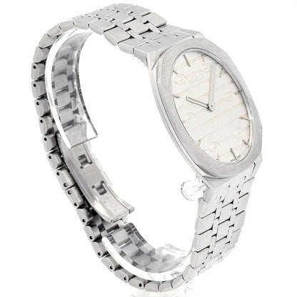 Gucci 25H YA163407 38mm Quartz Watch – Silver Dial, Stainless Steel Bracelet