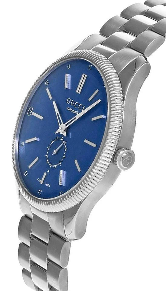Gucci G-Timeless Automatic Stainless Steel Blue Dial Mens Watch YA126389