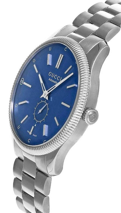 Gucci G-Timeless Automatic Stainless Steel Blue Dial Mens Watch YA126389