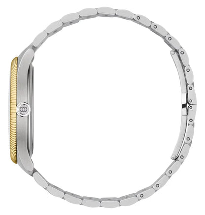 Gucci G-Timeless Automatic Stainless Steel and Yellow Gold PVD Silver Dial Mens Watch YA126390