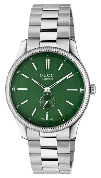 Gucci G-Timeless Automatic Stainless Steel Green Dial Mens Watch YA126397