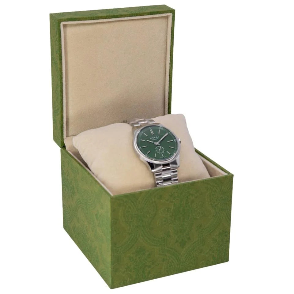 Gucci G-Timeless Automatic Stainless Steel Green Dial Mens Watch YA126397
