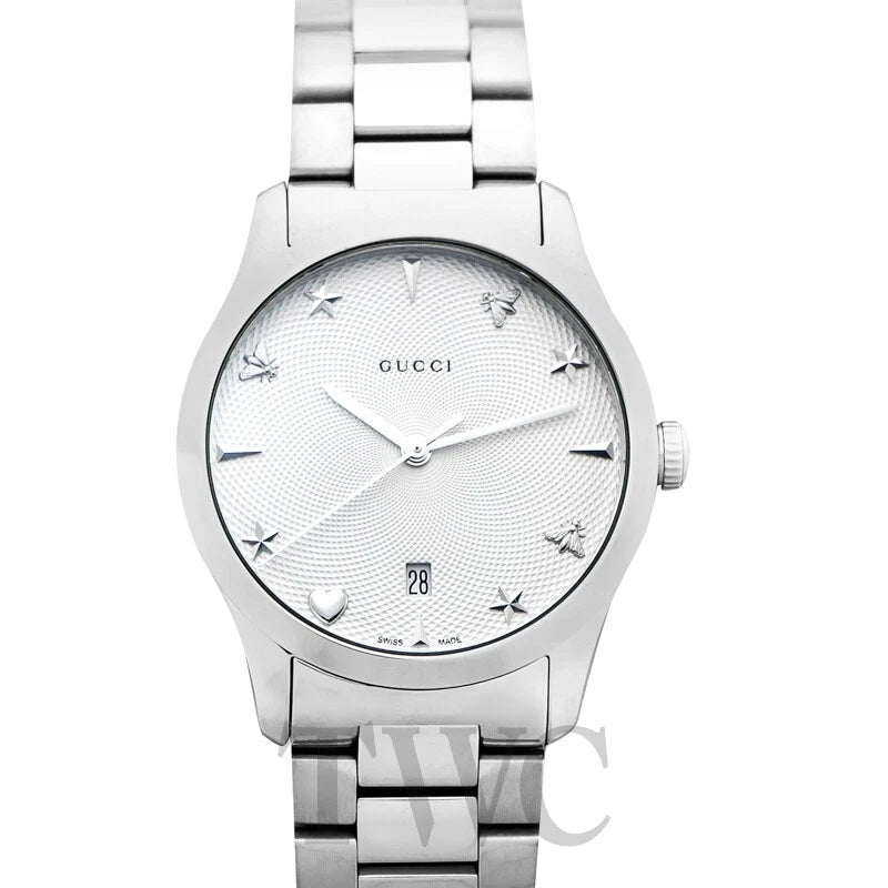 GUCCI G-Timeless YA1264028A Silver Dial Lady's Watch Genuine FreeS&H