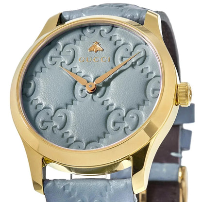 Gucci G-Timeless YA1264097 38mm Quartz Watch – Blue Dial with Blue Leather Strap