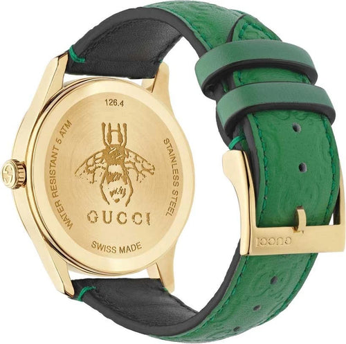 Gucci G-Timeless YA1264099 38mm Quartz Watch Green Dial with Leather Strap