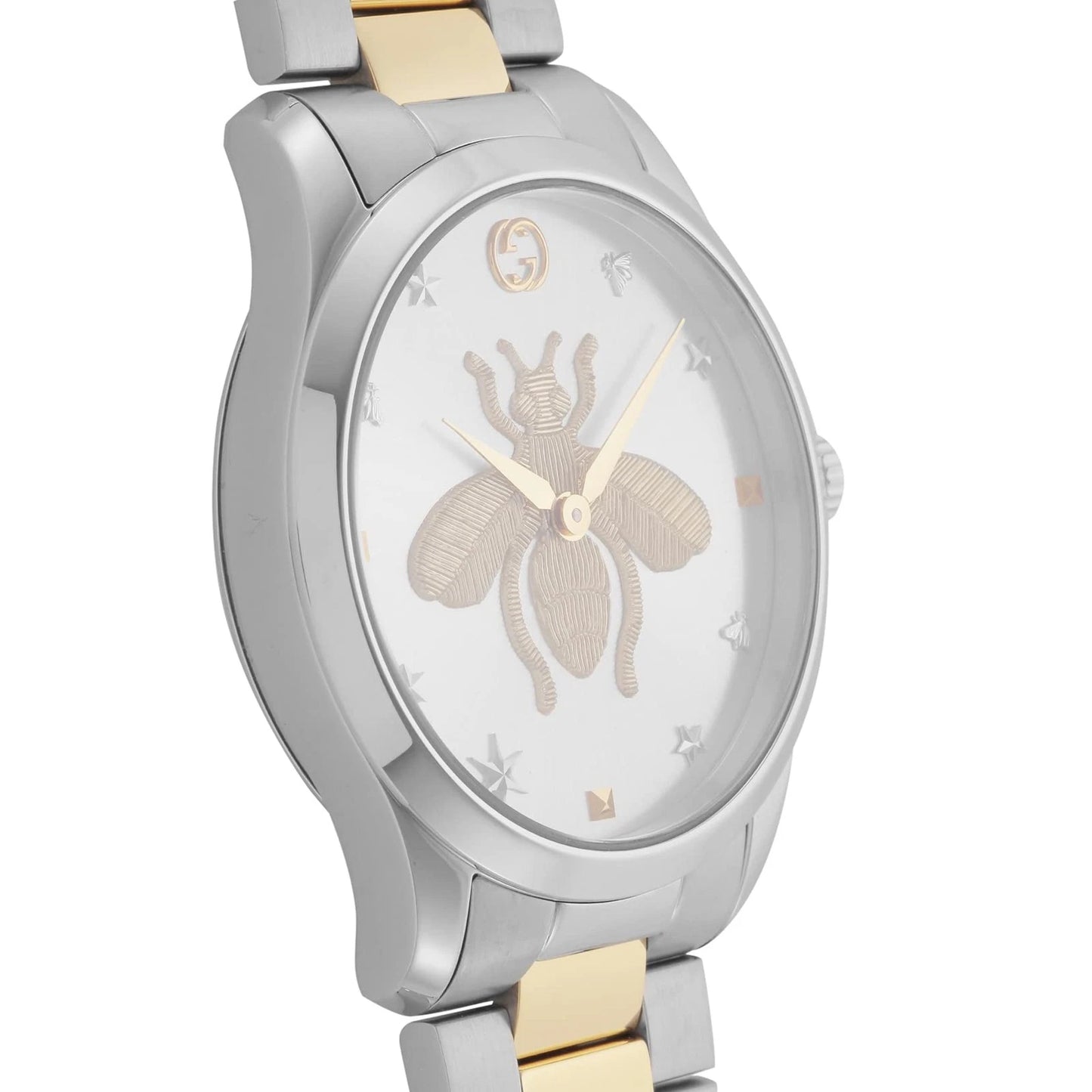 Gucci G-Timeless Stainless Steel and Yellow Gold PVD Silver Dial Quartz Womens Watch YA1264131
