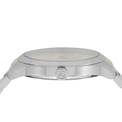 Gucci G-Timeless Stainless Steel and Yellow Gold PVD Silver Dial Quartz Womens Watch YA1264131
