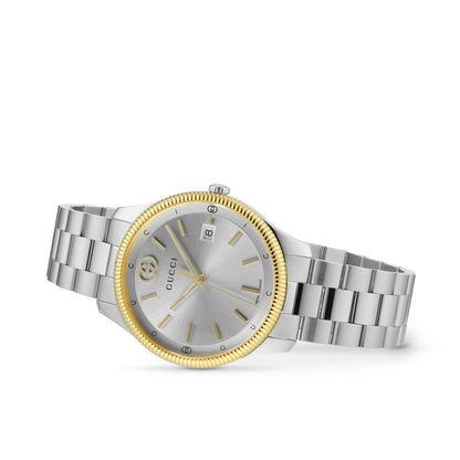 Gucci G-Timeless Stainless Steel and Yellow Gold With Silver Dial Date Quartz Unisex Watch YA1264233