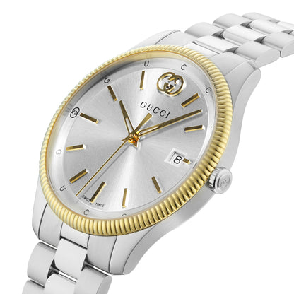Gucci G-Timeless Stainless Steel and Yellow Gold With Silver Dial Date Quartz Unisex Watch YA1264233