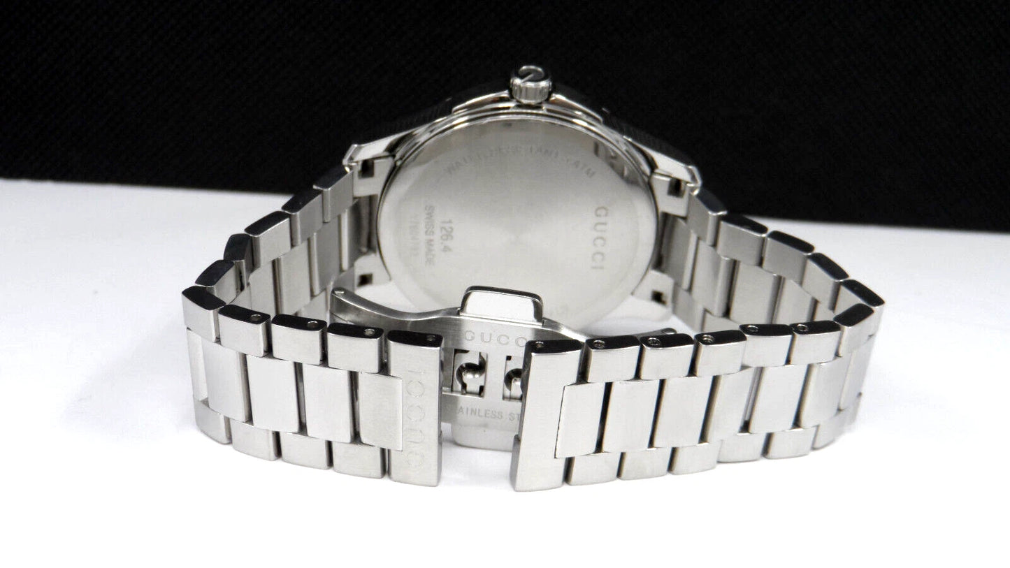 GUCCI YA126456 G-Timeless Date Black Dial Diamond 126.4 Series Men's Watch