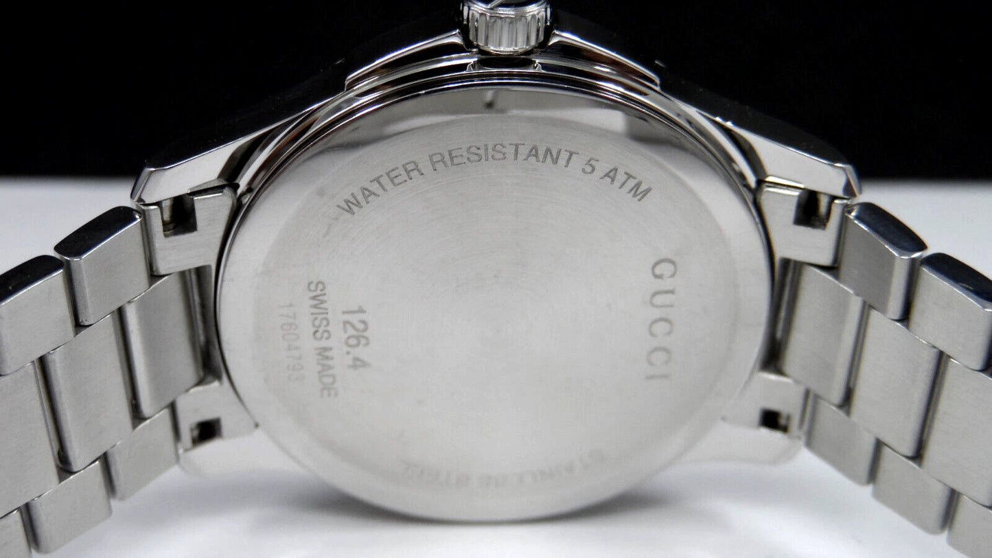 GUCCI YA126456 G-Timeless Date Black Dial Diamond 126.4 Series Men's Watch