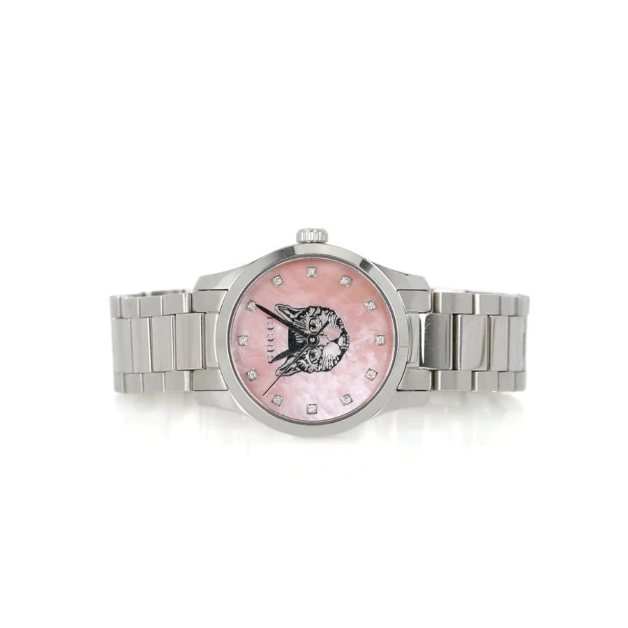 Share Gucci G-Timeless Mystic Cat Pink Mother of Pearl Diamond Ladies Watch YA1265025