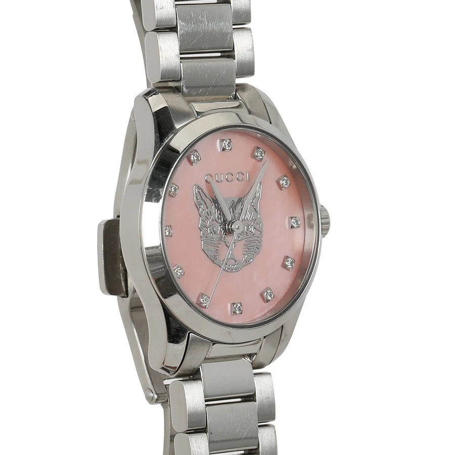 Gucci G-Timeless Mystic Cat Pink Mother of Pearl Diamond Ladies Watch YA1265025