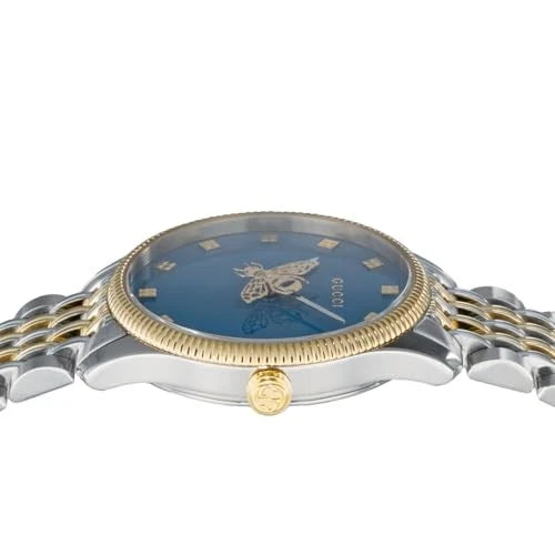 Gucci G-Timeless YA1265029 29mm Two-Tone Quartz Watch – Blue Dial with Bee Motif