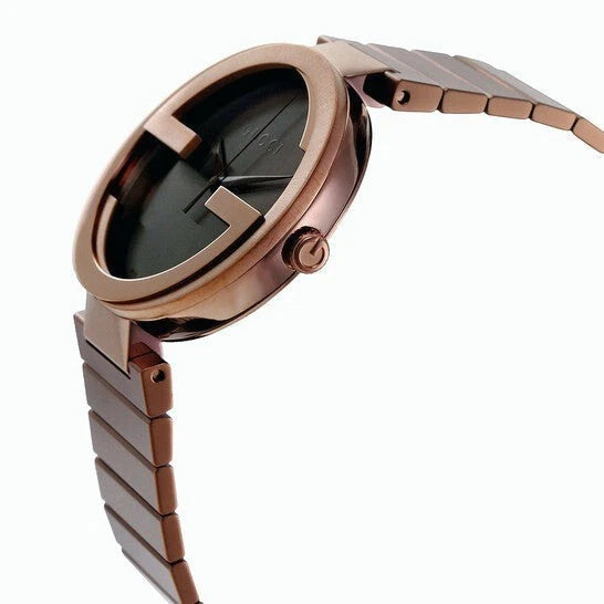 Gucci Interlocking XL PVD 42mm Steel Brown Dial Men Quartz Watch YA133211