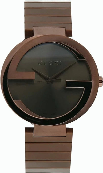 Gucci Interlocking XL PVD 42mm Steel Brown Dial Men Quartz Watch YA133211