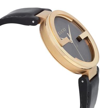 Gucci Men's YA133212 Interlocking-G Black Leather Watch