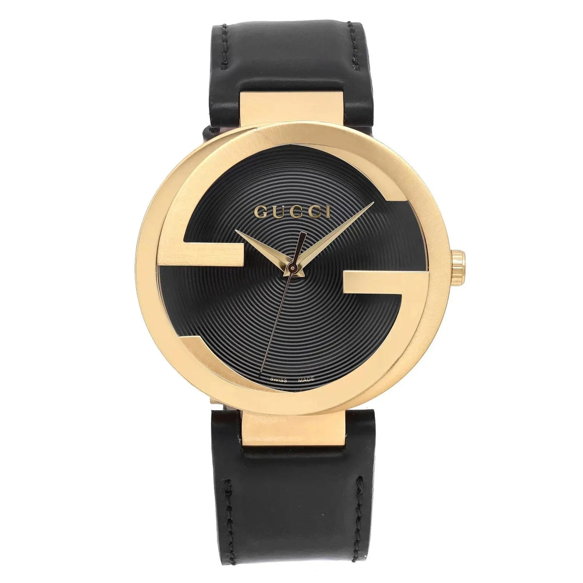 Gucci Men's YA133212 Interlocking-G Black Leather Watch