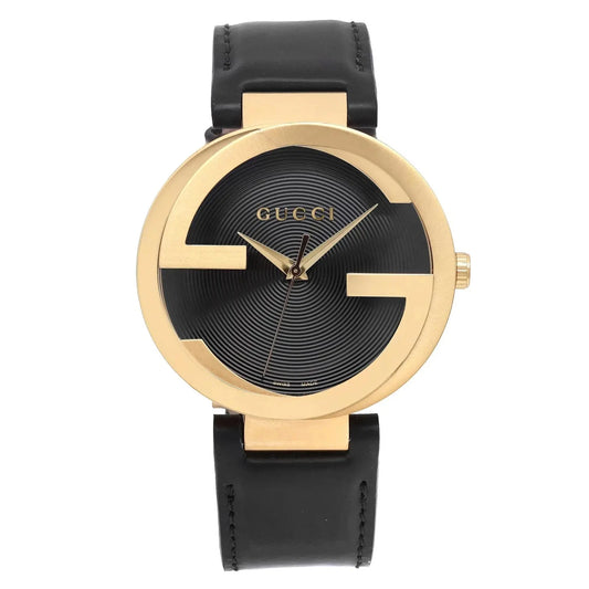 Gucci Men's YA133212 Interlocking-G Black Leather Watch