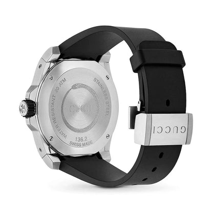 Gucci Dive YA136217 45mm Swiss Made Silicone Strap Black Dial Wrist Watch - NEW