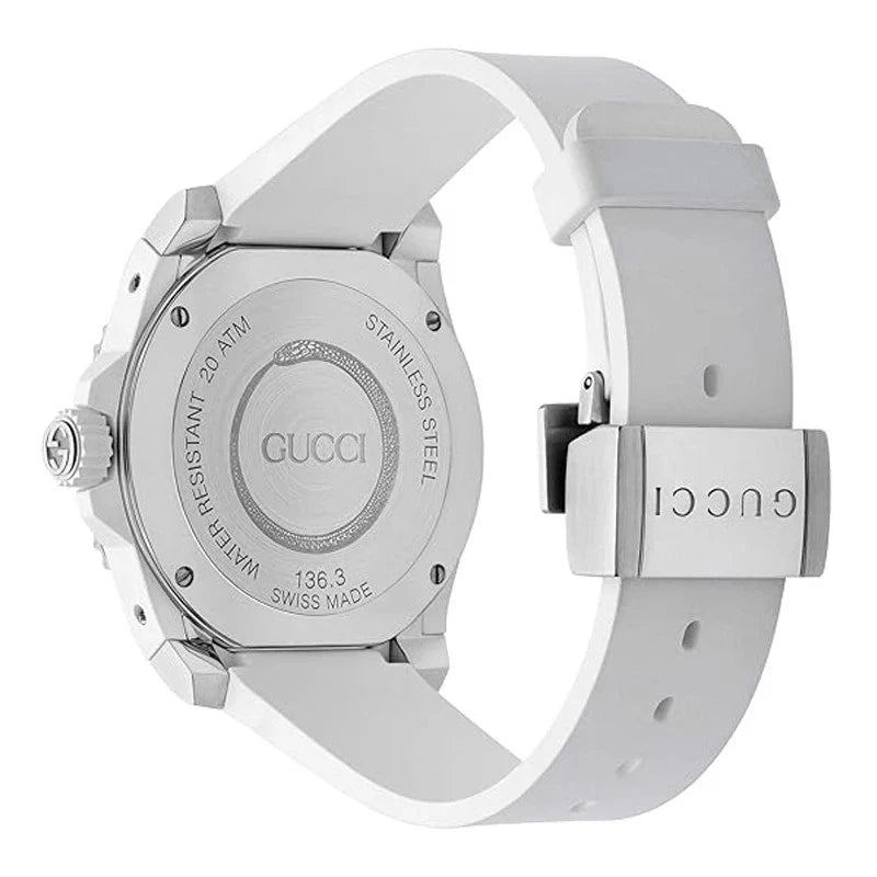 Gucci YA136330 Men's Dive White Quartz Watch Swiss Made 40mm