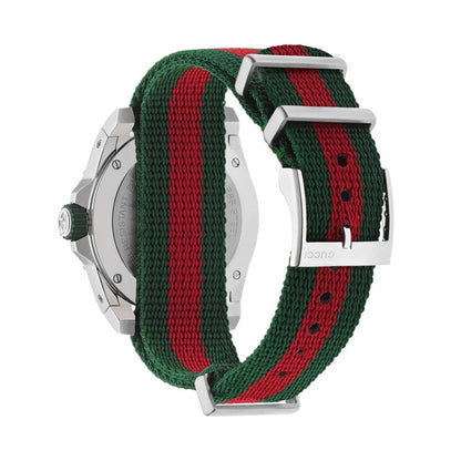 Gucci Dive Stainless Steel Green Dial Green/Red Nylon NATO Strap Date Divers Quartz Mens Watch YA136339