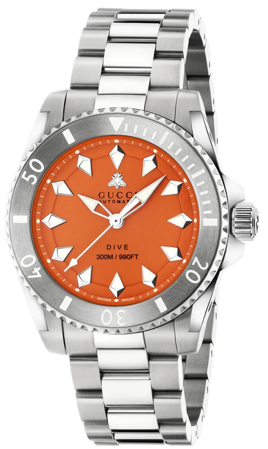 Gucci Dive Automatic Orange Dial Unisex Watch YA136355