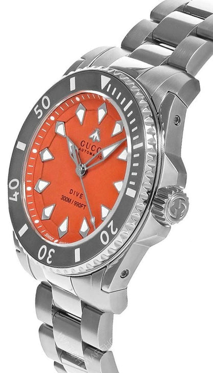 Gucci Dive Automatic Orange Dial Unisex Watch YA136355