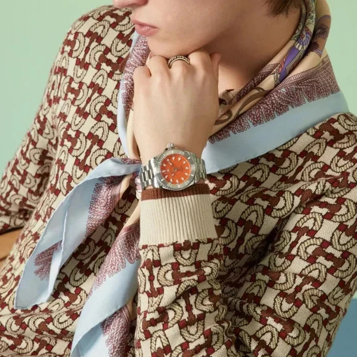 Gucci Dive Automatic Orange Dial Unisex Watch YA136355