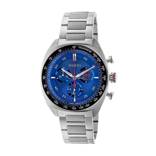 Gucci Interlocking YA142317 41mm Blue Dial Tachymeter Steel Mens Watch