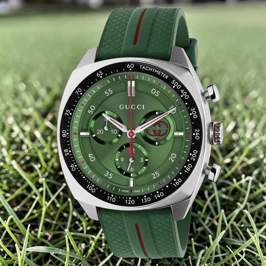 Share Brand New Gucci Interlocking Chronograph 41 MM Green Dial Men's Watch YA142319