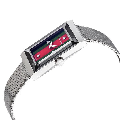 Gucci G-Frame Quartz Green and Red Web MOP Dial Ladies Watch YA147401
