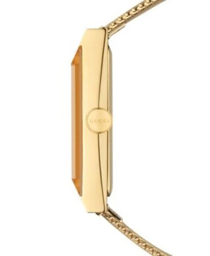 Gucci G-Frame Yellow Gold And Steel Mesh Multicolored Mother-Of-Pearl Dial Quartz Womens Watch YA147410
