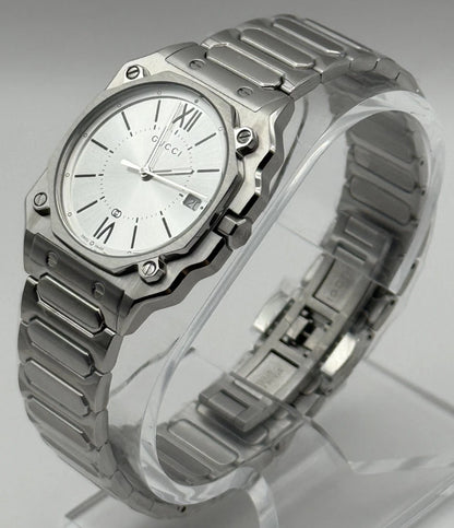Gucci G-Flat Quartz Stainless Steel 30mm Silver Dial Women's Watch YA166504