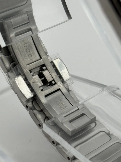 Gucci G-Flat Quartz Stainless Steel 30mm Silver Dial Women's Watch YA166504