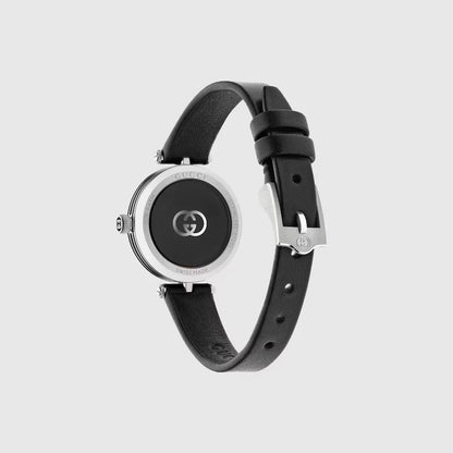 Gucci Model 2000 Quartz 24mm Black Dial Leather Band Watch YA167503