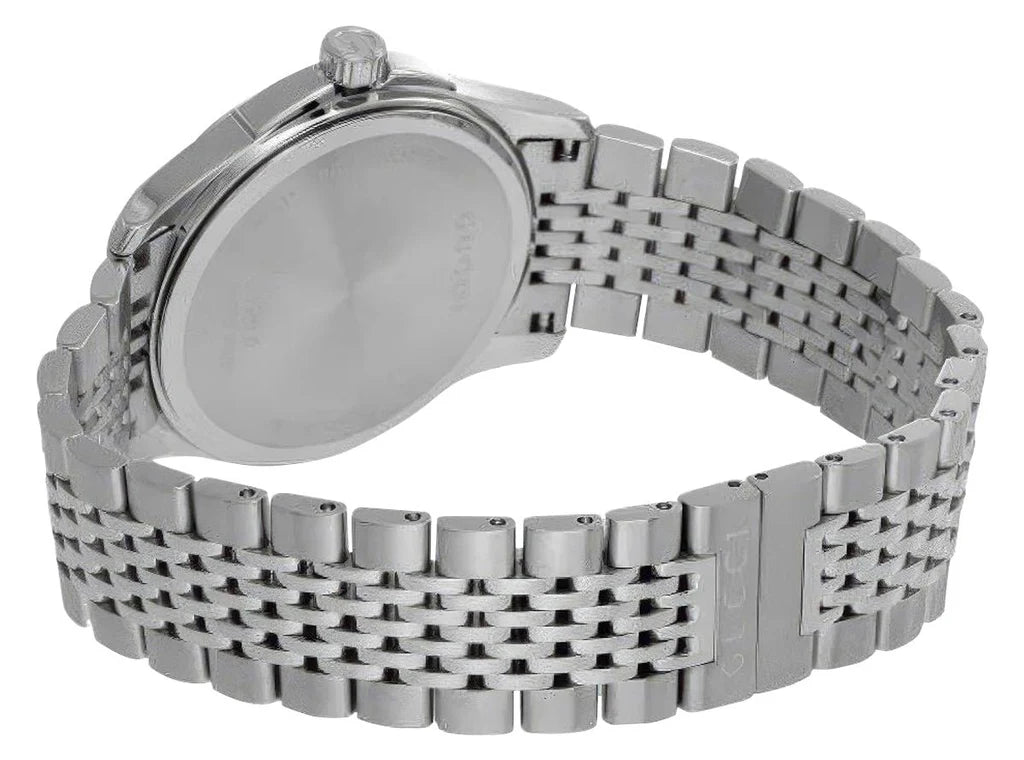 Gucci G-Timeless Stainless Steel Black Dial Date Quartz Mens Watch YA1264106