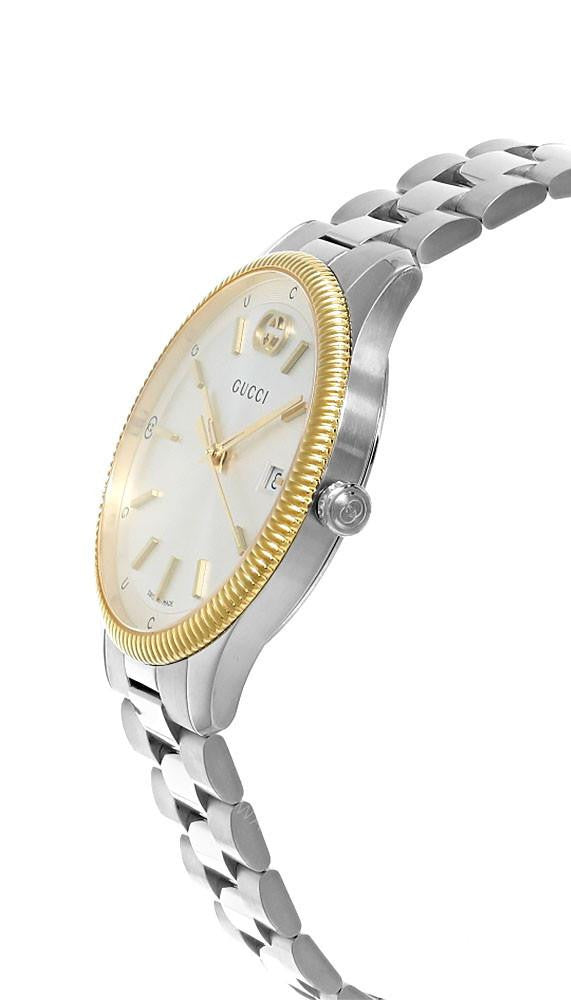 Gucci G-Timeless Stainless Steel and Yellow Gold PVD Silver Dial Date Quartz Unisex Watch YA1264233